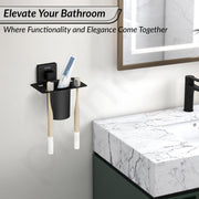 Plantex Tumbler Holder for Bathroom/Stainless Steel Toothpaste Holder/Toothbrush Holder/Bathroom Accessories - Pack of 1 (Black)