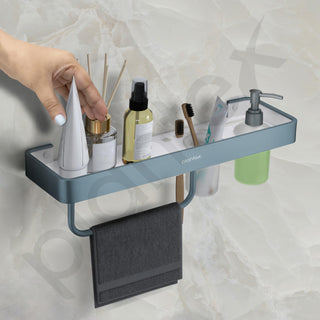 Plantex 4in1 Shelf for Bathroom/Aluminium and Acrylic Shelf with Tumbler Holder, Liquid Soap Dispenser and Napkin Holder for Home/Office/Hotel - Pack of 1 (Grey and Milky White)