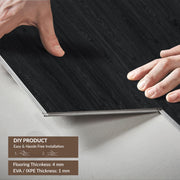 Plantex SPC Tiles for Floors/Interlocking Sound Insulated Floor Tiles/Click N Lock Wooden Flooring for Livingroom/Kitchen - 30 Square Feet/10 Tiles,Obsidian Noir-DIY Installation(Water&Fire Resistant)