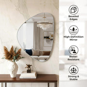 Plantex Glass Frameless Mirror for Wall/Triangle Mirror with Beveled Smooth Edges for Bathroom/Dressing Room/Living Room/Bedroom/Entryway - (24x18 Inch)