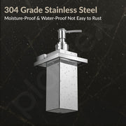 Plantex 304 Grade Stainless Steel Liquid Soap Dispenser/Shampoo/Handwash Dispenser for Washbasin/Bathroom Accessories - (Tesla, Chrome)