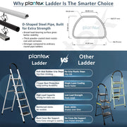 Plantex Steel Ladder for Home/Strong Foldable Wide 6 Step Ladder/Anti-Skid 6 Step Ladder - (Apex - White)
