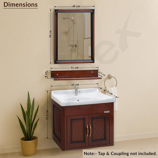 Plantex Unbrekable Bathroom Vanity Cabinet & Washbasin Set/Washbasin with Cabinet/Basin Cabinet for Bathroom with Mirror (Brown)