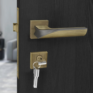 Plantex Heavy Duty Door Lock Bathroom Door Lock/Mortise Keyless Handle Set for Home/Bathroom/Store Room/Balcony/Office with Baby Latch – Bathroom Accessories (7086 – Brass Antique/Satin Black)