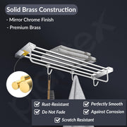 Plantex Smero Pure Brass 24 inch Towel Rack for Bathroom/Towel Stand/Hanger/Towel Holder/Towel Bar/Bathroom Accessories - Arrete (Chrome)
