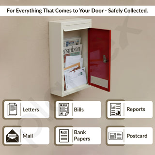 Plantex All in 1 Multipurpose Big Size Letter/Complaint/Suggestion/Donation Box With Lock - Table Top or Wall Mount (Red & Ivory)