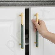 Plantex Stainless Steel & Aluminium Cabinet Handle/160mm Wardrobe Door Handle/Cupboard Pull-Push Handles for Home/Office - Pack of 1 (Green & Gold)
