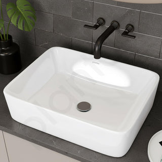 Plantex Ceramic Wash Basin/Basin for Bathroom/Tabletop/Countertop Wash Basin/Bathroom Basin - (Glam, White)