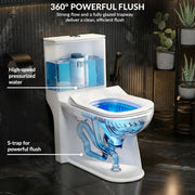 Plantex Platinum Ceramic Rimless One Piece Western Toilet/Commode for Toilet/Washdown Flush Commode With Soft Close Toilet Seat - S Trap Outlet (White)