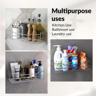 Plantex Stainless Steel Shelf/Rack/Organizer for Bathroom and Kitchen Accessories/Bathroom Shelf for Wall (Chrome-Silver)