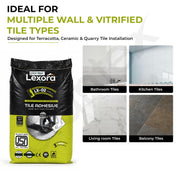 Plantex Lexora Tile Adhesive for Terracotta/Ceramic & Quarry Tiles/Polymer Modified Cement Adhesive for Floor & Wall Tiles Fixing/ Kitchen & Bathroom  Use - 20kg (LX-02, Grey)