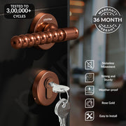 Plantex Mortise Door Lock/Heavy Duty Lock for Main Door/Mortise Locks for Home/Office/Hotel-3 Brass Keys (1031 - PVD Rose Gold)