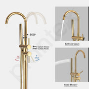 Plantex Pure Brass Bath Tub Filler Tap/Free Standing Bathtub Faucet/Basin Taps with Hand Shower for Bathroom/Bath Tub Tap for Bathroom - (8981, Gold)