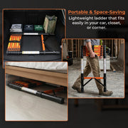 Plantex 2.3m (7.55 ft.) Telescopic Ladder/Carbon Steel 6-Steps Portable & Compact Ladder/Foldable Multipurpose Collapsible Ladder for Home & Outdoor Use - (Orange)