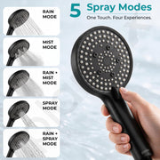Plantex Hand Shower for Bathroom/5 Mode Multifunctional Shower/5-Inch ABS Plastic Silicone Handheld Shower Head/Easy Mode Switching – (Black, APS-8607)