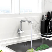 Plantex Brass Kitchen Taps for Home Sink/Kitchen Sink Tap with Water Saving Nozzle/360° Swivel Spout for Kitchen Faucet with Brass Wall Flange -(OCE-1309-Chrome)