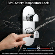 Plantex 3 Way Thermostatic Shower Diverter/Pure Brass Concealed & Exposed 3-Outlet Mixer Valve Body/Multi-Function Bathroom Diverter with Button Control - Chrome (TSP-095A)