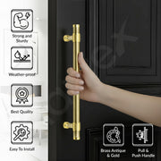 Plantex 12 Inch Main Door Handle/304 Grade Stainless Steel Handle for Door/Pull-Push Handle for Home/Office/3 Years Warranty By Plantex - Pack of 1 (APS-150, Brass Antique & PVD Gold)