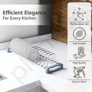 Plantex Stainless Steel Dish Rack for Kitchen/14 Slot Plate Rack For cabinet/Saucer Dish stand Organizer with Anti-Scratch Base(Size-4Inches, Slot- 14, Pack of 1)