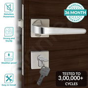 Plantex Heavy Duty Mortise Door Lock for Home/Door Lock for Main Door/Office/Hotel-3 Brass Keys (7091 - Satin White & Chrome)