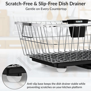 Plantex Stainless Steel Dish Drainer Basket for Kitchen Utensils/Dish Drying Rack with Drainer/Bartan Basket/Plate Stand Size - 23X9 Inch (Chrome)