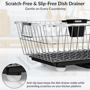 Plantex Stainless Steel Dish Drainer Basket for Kitchen Utensils/Dish Drying Rack with Drainer/Bartan Basket/Plate Stand Size - 23X9 Inch (Chrome)