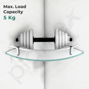 Plantex Premium Glass Corner Shelf for Bathroom/Bathroom Corner Shelf/Kitchen Glass Shelf/Wall Mounted Shelf with Brass Railings and Wall Brackets (9x9 Inches-Pack of 2 - Frosted)