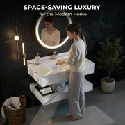 Plantex Floating Vanity/Slab Tile Vanity with Washbasin for Bathroom/Wall Mount Cabinet with Sink - (Statuario Arco - 80 X 47 cm)
