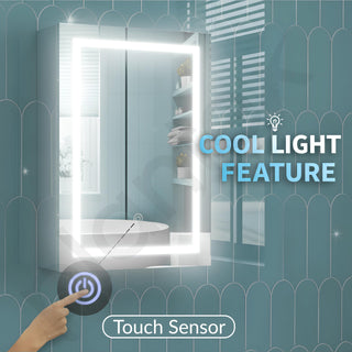 Plantex Premium 304 Stainless Steel Bathroom Cabinet with LED Mirror/Bathroom Organiser/Bathroom Shelf for Wall with Mirror (14x20 Inch-LED/Chrome)