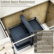 Plantex Magic Corner Pull Out Organizer for Modular Kitchen/Soft Close 2 Tier Toughened Glass Basket/Left & Right Opening Corner Cabinet Storage for Plates, Bowls, Spice Jars & Utensils (900 mm, Grey)