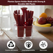 Plantex Oppo Cutlery Set with Storage Box/Spoon Set/Spoon Stand for Kitchen and Dining (24 Pieces - Brown)