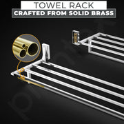 Plantex Towel Rack for Bathroom/Pure Brass Towel Holder/24 Inch Towel Stand/Towel Bar/Bathroom Accessories - Pack of 1 (APS-RTO-13, Chrome)