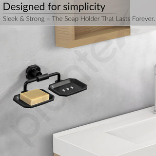 Plantex 304 Grade Stainless Steel Soap Holder for Bathroom/Double Soap Dish/Soap Stand for Kitchen Sink/Bathroom Accessories- Nipron (Black)