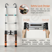 Plantex 8.5 feet (2.6m) Telescopic Ladder/Durable Steps/Collapsible Ladder for Home or Outdoor Work/Aluminium Telescopic Ladder - (Orange)