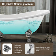 Plantex Freestanding Bathtub For Bathroom/Bath tub for Adults/Deep Soaker Bathtub with Overflow,Popup and Drain Pipe (BSM-404-White-1700mm)