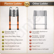 Plantex 4.6m (15 ft.) Aluminium Telescopic Ladder/12-Step Portable Ladder with Removable Hooks/Foldable Multipurpose Collapsible Ladder for Home & Outdoor Use/2 Year of Warranty by Plantex - (Orange)