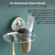 Plantex J4 Stainless Steel Toothbrush Holder for Bathroom/Toothbrush Stand for Bathroom/Tumbler Holder/Bathroom Accessories (Chrome Finish) Angel
