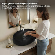 Plantex Ceramic Wash Basin for Bathroom/Table Top Ceramic Basin/Black Washbasin for Bathroom - (CRETA-NS-BLACK-MATT, 23 x 15 x 5.5 Inch)