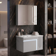 Plantex Wall Mount Vanity Cabinet with Washbasin and Mirror/Rectangular Basin with Cabinet for Bathroom - (Lunovia - 800, Grey)