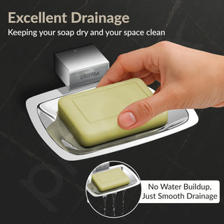 Plantex Soap Holder for Bathroom/304 Grade Stainless Steel Soap Dish/Soap Case/Soap Stand/Bathroom Accessories - Pack of 1 (Tesla, 2701, Chrome)