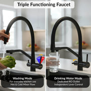Plantex Pure Brass Flexible Tap for Kitchen Sink/Dual Flow Pull Out Sink Mixer Tap Hot and Cold/Movable/Rotable Water Mixer Faucet - (7904, Black)