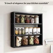 Plantex Premium Steel 3 Tier Spice Rack/Multipurpose Shelf/Spice Jar Organizer/Storage Rack for Kitchen/Wall Mounted/Shelf for Bathroom/Livingroom/Bedroom (Black)