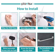 Plantex 24 Inch Handle for Bathroom Support/Anti-Slip Shower Grab Bar - Stainless Steel Bathroom Handrail (Chrome)