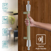 Plantex Heavy Duty Main Door Handle/14 inches Door Handles for Main Door/Pull Push Handle for Wooden & Glass Door Handle - Pack of 1 (Satin White & Chrome) - 3 Years Warranty