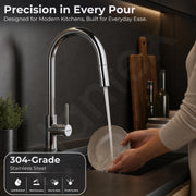 Plantex 304 Stainless Steel Pull-Down Kitchen Sink Tap/Sink Tap for Kitchen Basin with 360⁰ Swivel Spout/Kitchen Sink Faucet - (1062, Chrome)