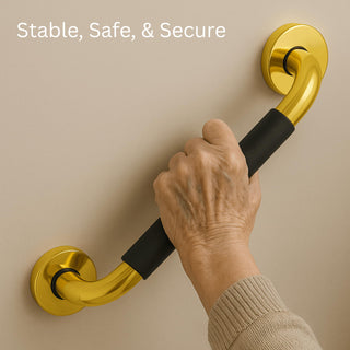 Plantex 304 Stainless Steel Grab Bar for Toilet with Grip/13 inch Anti-Slip Handle for Bathroom Support - Pack of 2 (Gold & Black)