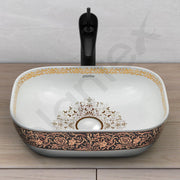 Plantex Table Top Wash Basin For Bathroom/Designer Ceramic Basin/Countertop Vessel Sink Basin - Indo-European Collection (18 x 13 x 5 Inch)