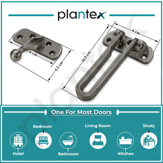 Plantex Heavy Duty Swing Bar Lock/Door Safety Guard with High Security Auxiliary Lock for Home/Office/Hotel - Pack of 4 (SH-42, Satin-Black Finish)