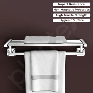 Plantex 304 Grade Stainless Steel Towel Rack for Bathroom/Towel Rod/Towel Hanger/Bathroom Accessories - Squaro (18-Inch) Chrome