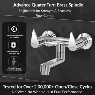 Plantex Pure Brass Non Telephonic Wall Mixer with Water Saving Faucet/Mixer Tap for Bathroom with Brass Wall Flange and Teflon Tape-7 Year Warranty (Pac-1816-Chrome)